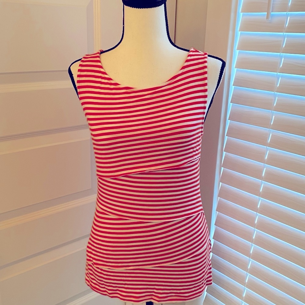 Banana Republic|| Red/white layered striped sleeveless top